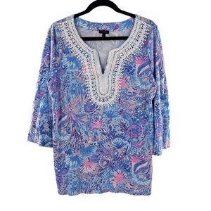 💙 Talbots Boho Mandala Paisley V Neck Blouse
